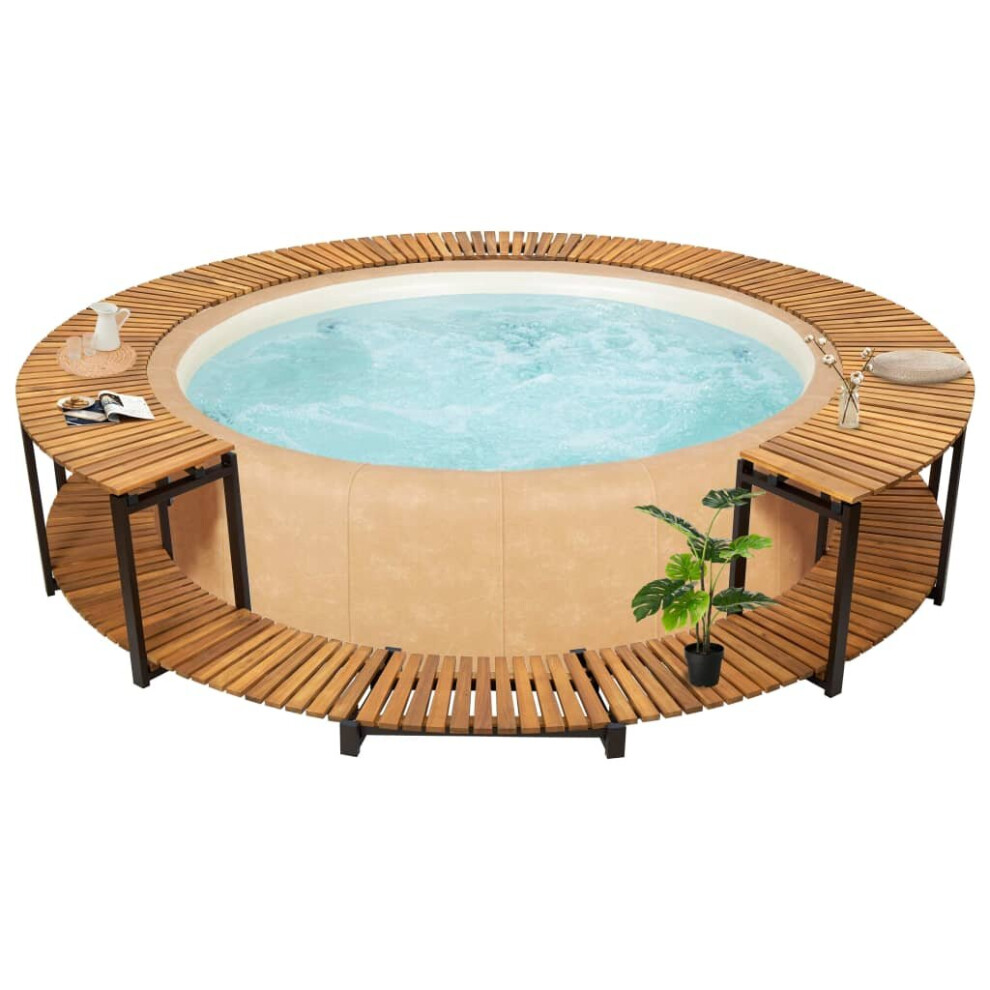 vidaXL Solid Acacia Wood Spa Surround Wooden Pond Enclosure Entrance Step