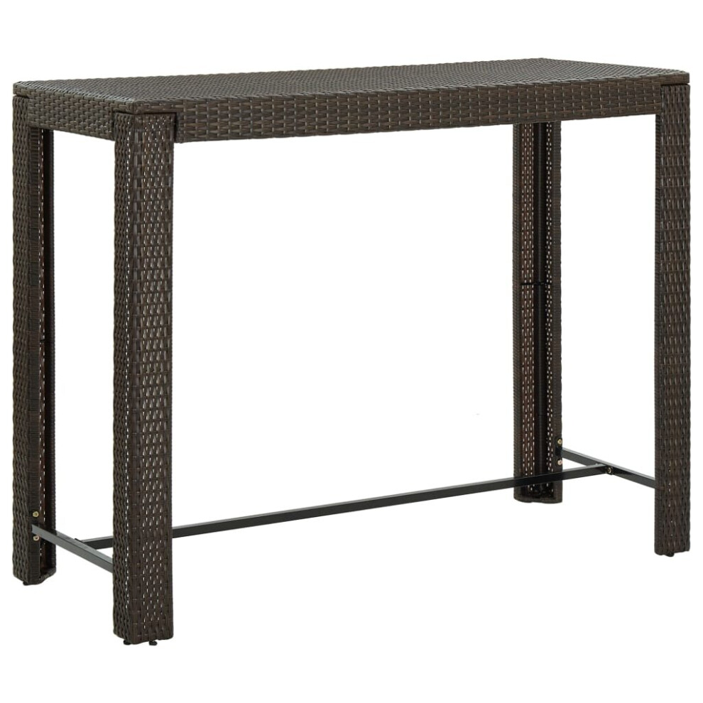 vidaXL Garden Bar Table Brown Poly Rattan Outdoor Patio Furniture Coffee Drink