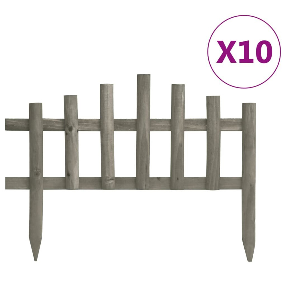 vidaXL 10x Firwood Lawn Edgings 4.4 m Border Panel Fence Barrier Home Garden