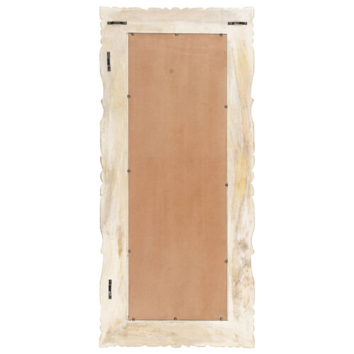 VidaXL vidaXL Solid Mango Wood Mirror White 110x50 cm Home Wall Mounted Makeup Mirror 2