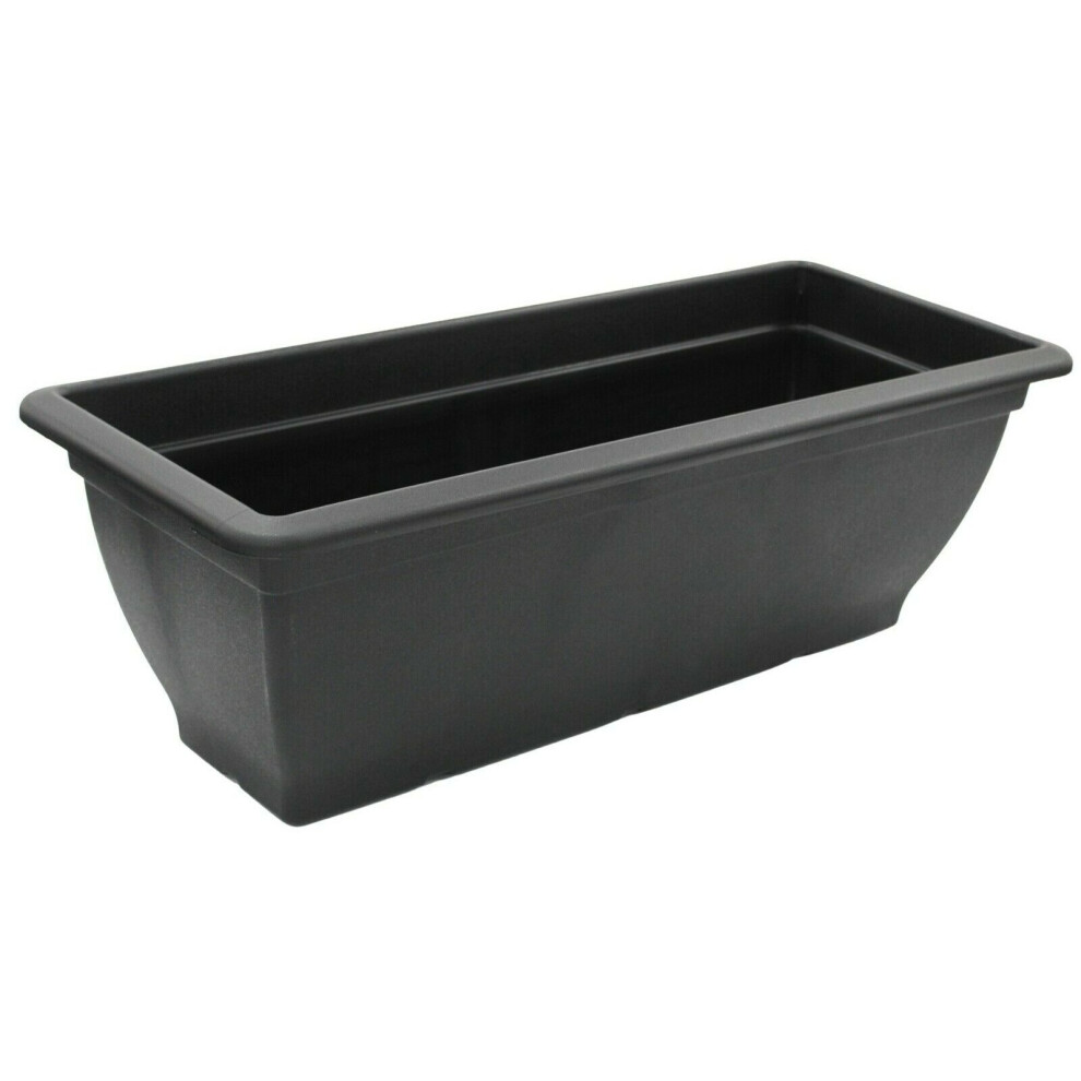 (1) 60cm Long Indoor/Outdoor Flower Pot, Black Plastic Planting Trough
