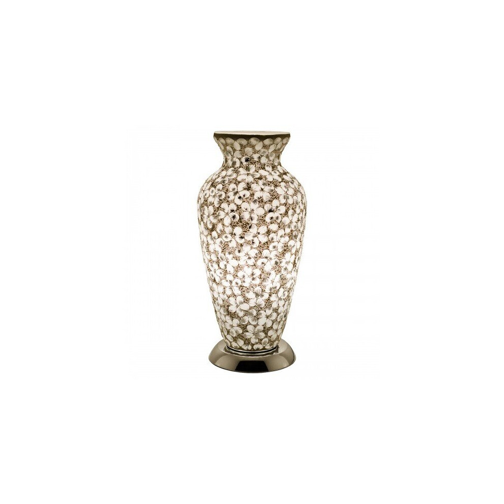 Mosaic Glass Vase Lamp - White Flower