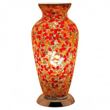 Mosaic Glass Vase Lamp - Red Flower