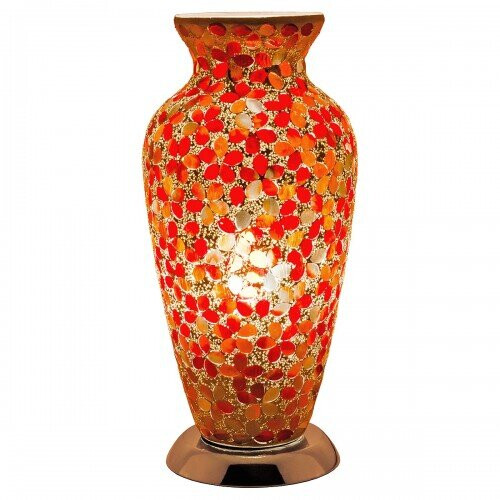 Mosaic Glass Vase Lamp - Red Flower