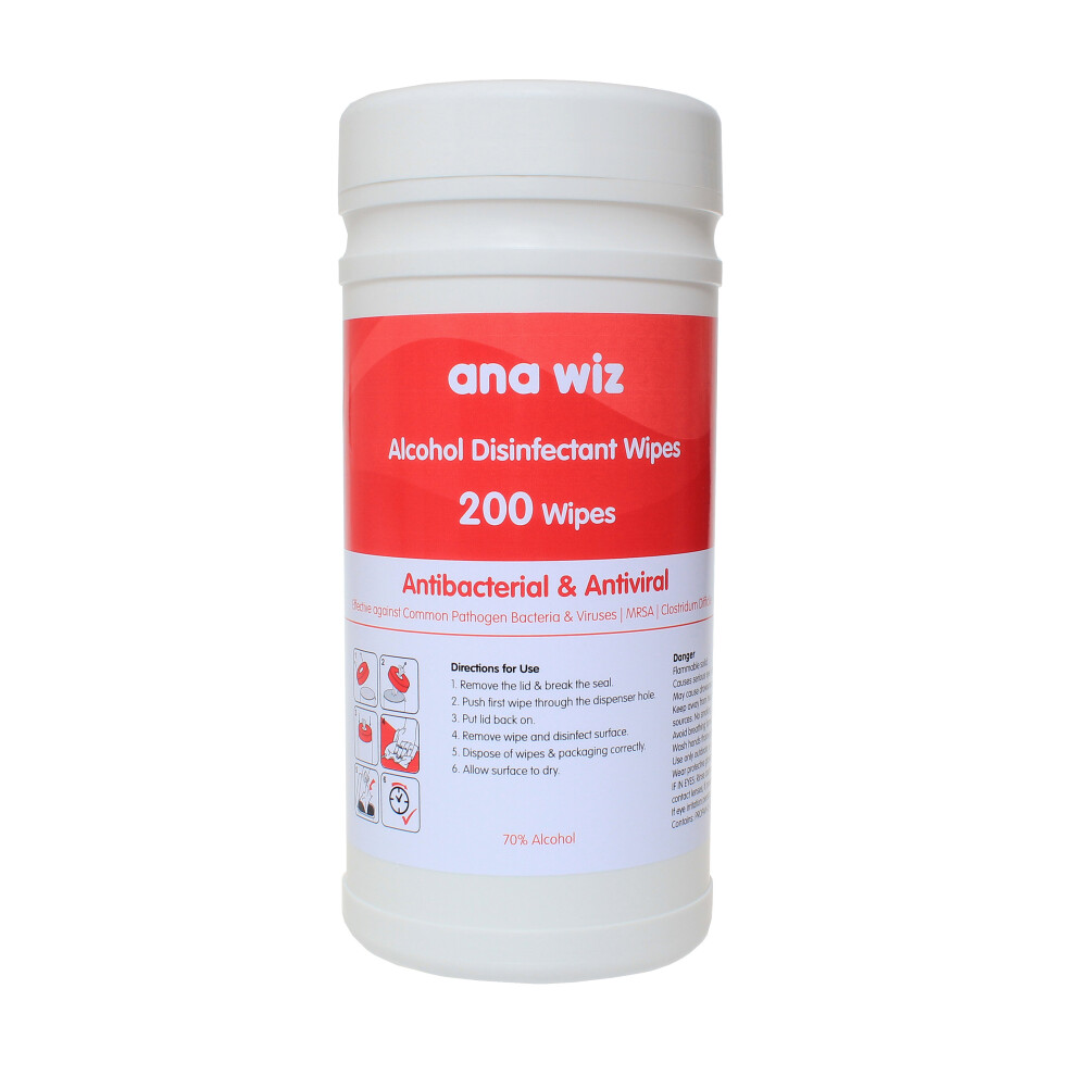 Ana Wiz Alcohol Disinfectant Wipes (200 Sheet Tub)