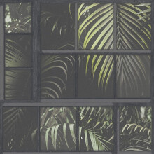 (Dark Green Black 37740-3) AS Creation Tropical Jungle Palm Tree Leaf Leaves Tiles Wallpaper Vinyl Textured