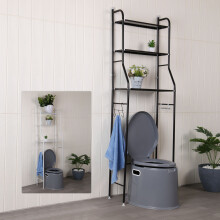 (Black) Over Toilet Shelf Storage Bathroom 3 Tier