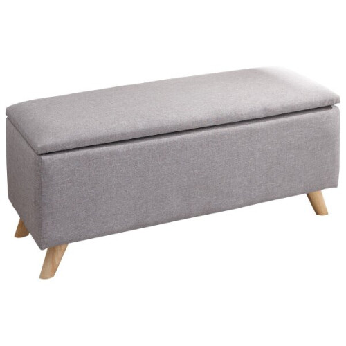 (Light Grey) Secreto Fabric Ottoman Lift Up Storage Bench