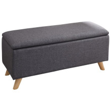 (Charcoal Grey) Secreto Fabric Ottoman Lift Up Storage Bench