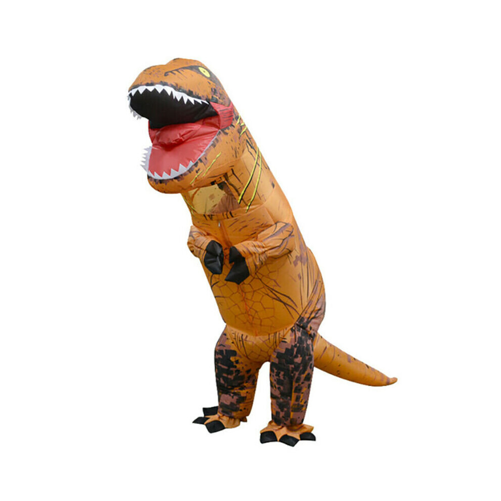 ( - Child (Fits 120-150Cm)) Adult Halloween T-Rex Inflatable Dinosaur Costume Jurassic Dress Blowup Outfit Orange
