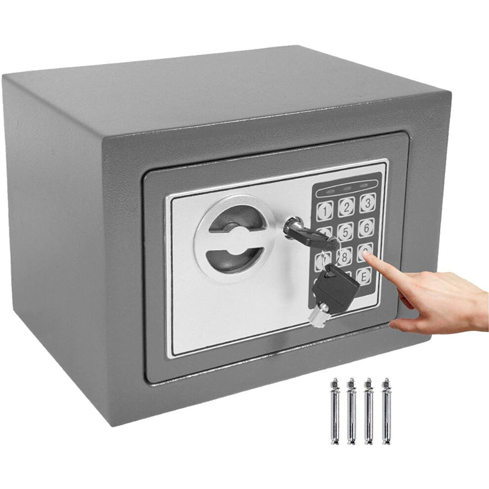(Grey, 4.6L(23x17x17cm)) 4.6L/8.5L/16L Digital Steel Safes Security Box Office Cash Locker