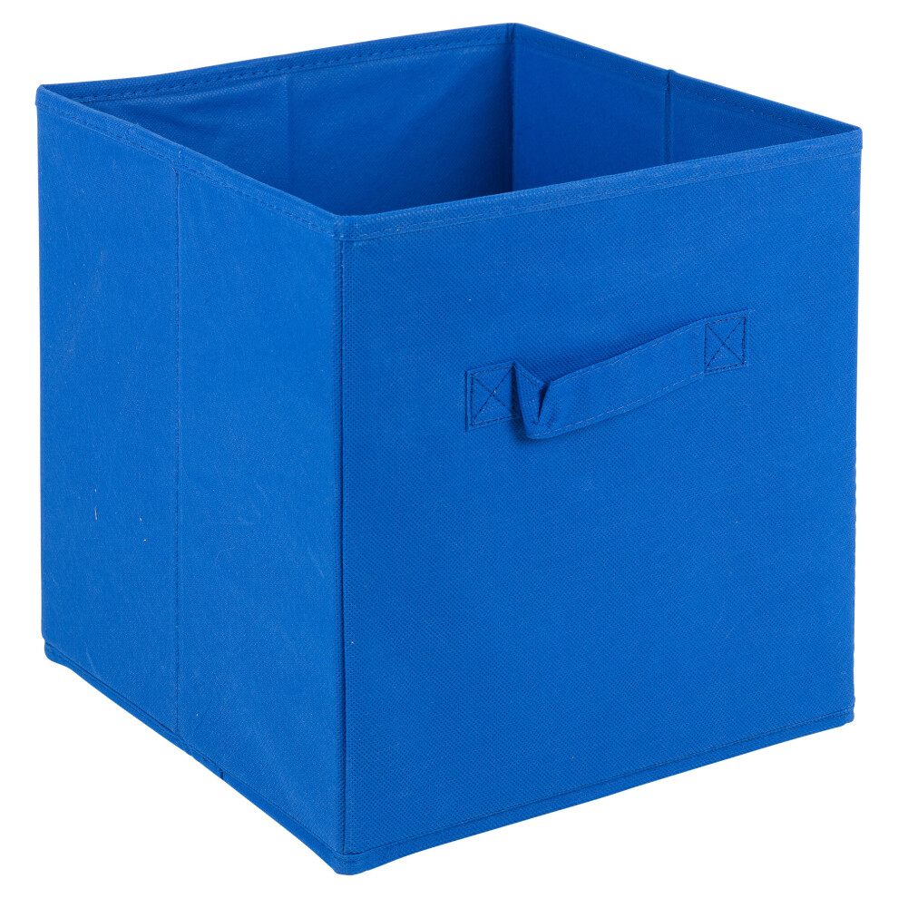 (Dark Blue Medium, 3) Collapsible Cube Storage Boxes Carry Handles