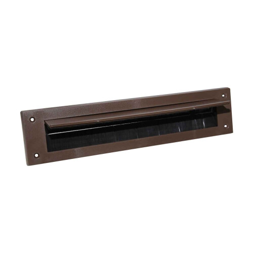 (Brown, Brush & Cover) Letterbox Draught Excluder Weather Seal Bristle Draft Cover Flap Letter Box PVC
