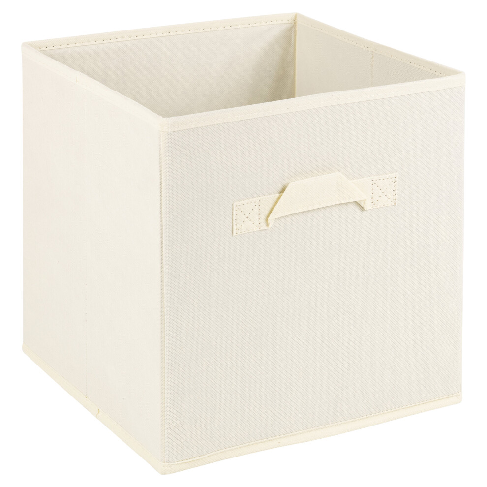 (Cream Large, 1) Collapsible Cube Storage Boxes Carry Handles