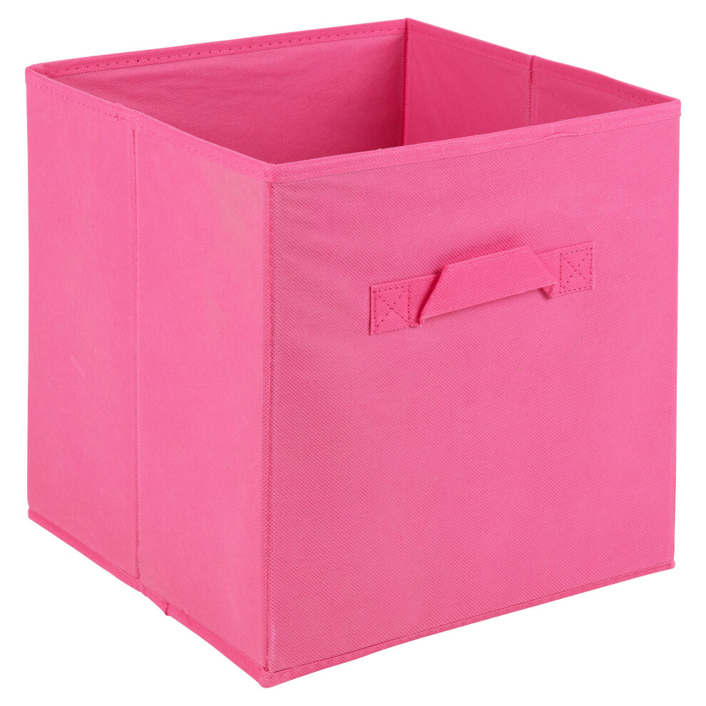 (Dark Pink Medium, 1) Collapsible Cube Storage Boxes Carry Handles