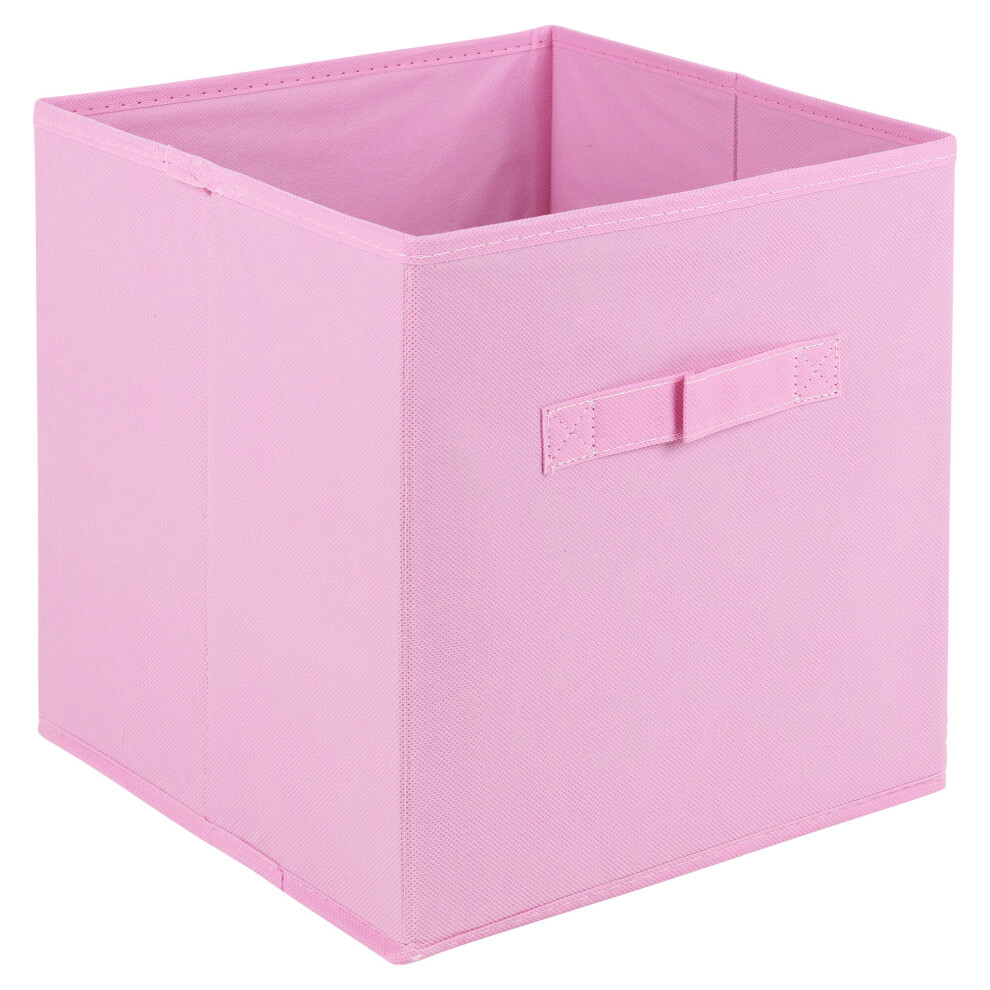 (Light Pink Medium, 2) Collapsible Cube Storage Boxes Carry Handles