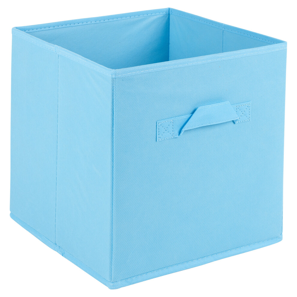 (Sky Blue Medium, 2) Collapsible Cube Storage Boxes Carry Handles