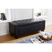 Verona Faux Leather Ottoman Storage Blanket Box with Buttoned top