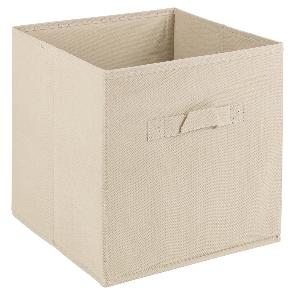 (Beige Large, 1) Collapsible Cube Storage Boxes Carry Handles