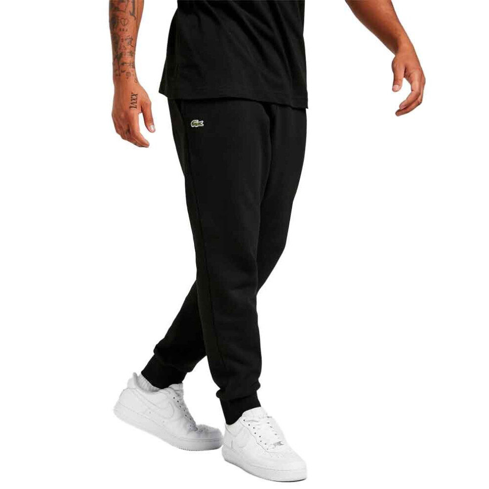 (L, Black) Lacoste Cotton Fleece Sweatpants Black