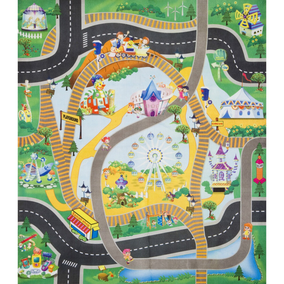 (Fairground Park) Car & Road Police Fire Or Construction Playmat Kid