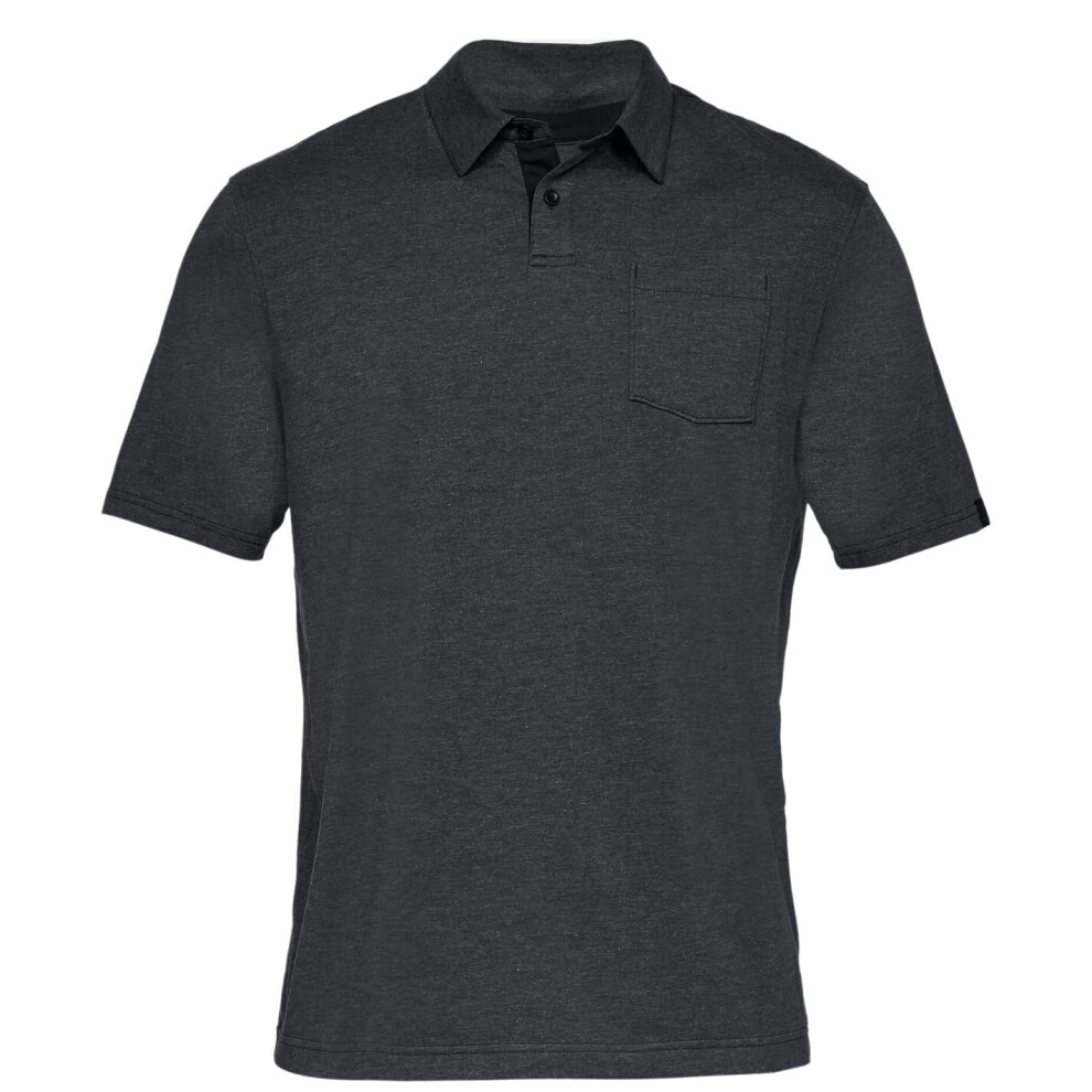 (Black, M) Under Armour Mens Threadborne Infinite Golf Polo Collared Neckline Blouse Shirt