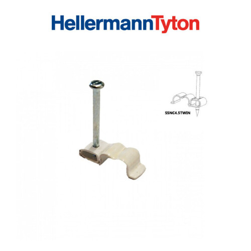20 x White Metal Cable Clips HellermannTyton Twin 4.5mm Shotgun WF65/CT63
