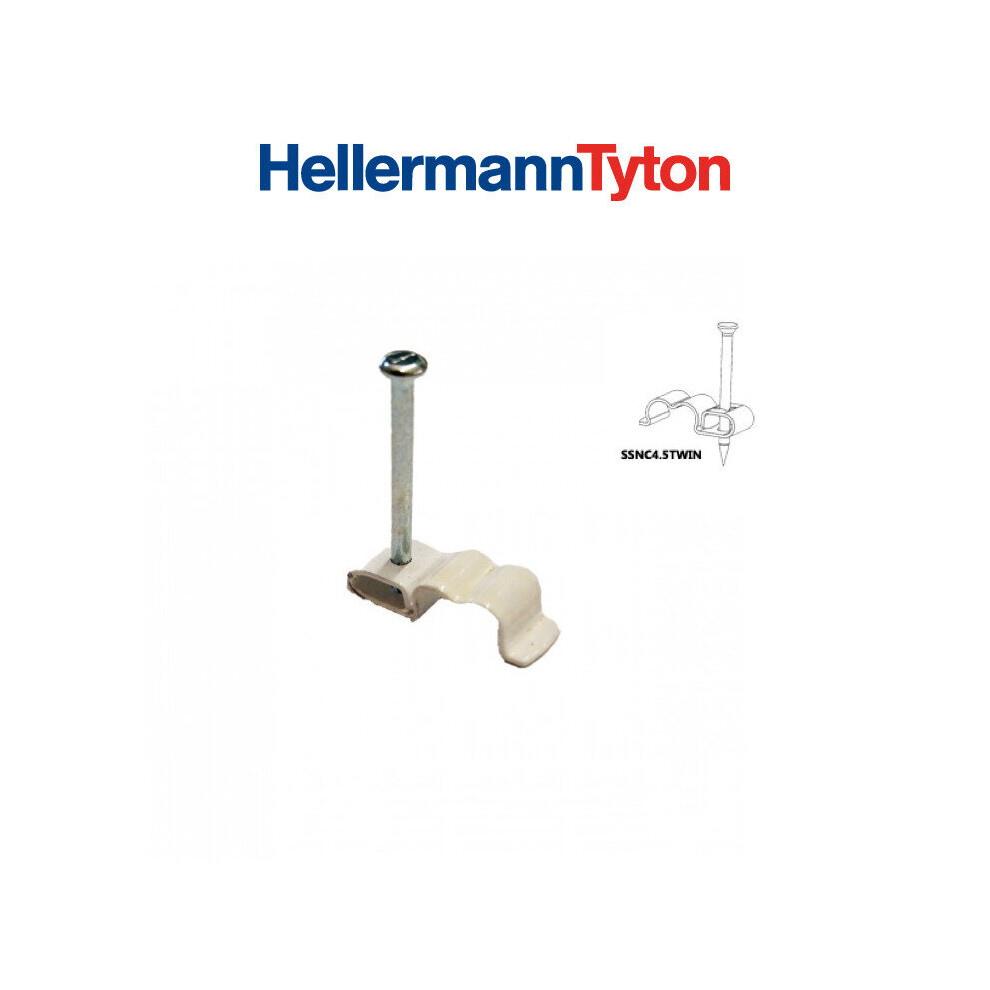 Hellermann Tyton 20 X Metal Cable Clips Hellermanntyton Twin 4.5Mm Shotgun Wf65/Ct63 White