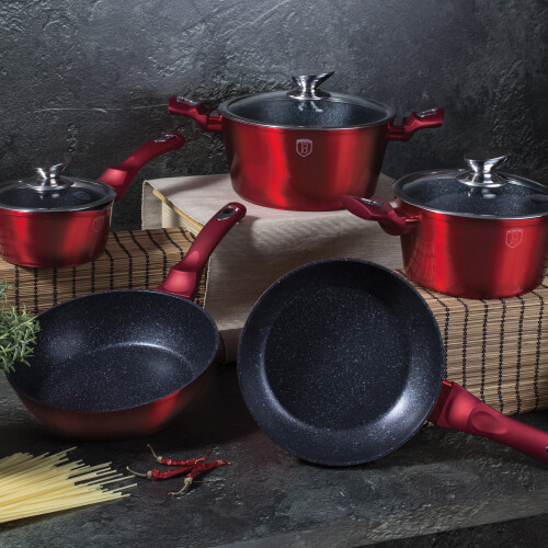 (Red) Berlinger Haus 10 Pc Cookware Set Induction 1
