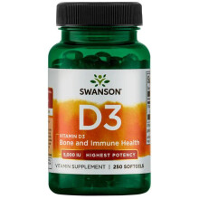 Swanson, Vitamin D3, Höchste Potenz, 125 mcg (5.000 IE), 250 Softgels