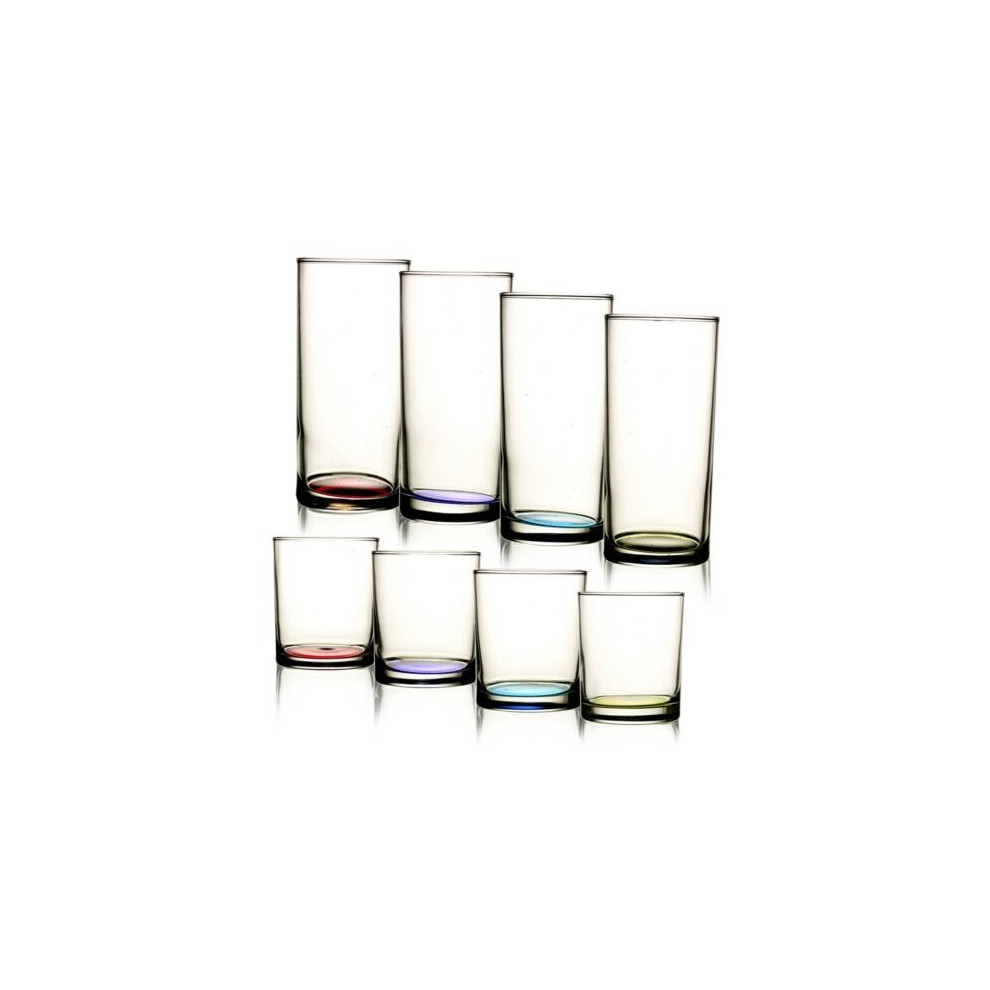 (Short 280cc 9.5oz Three Glasses, Purple Base) Set Of 3 6 Tall Glass Cups Drinking Glasses