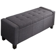 Verona Ottoman Storage Bench Bedding Box - Charcoal Fabric