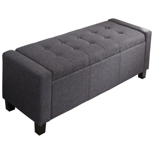 Verona Ottoman Storage Bench Bedding Box - Charcoal Fabric
