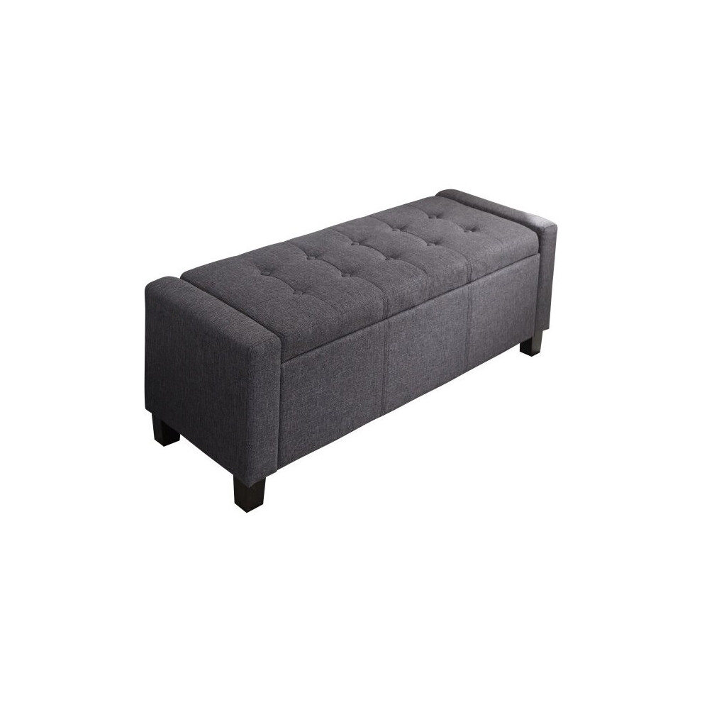 Verona Ottoman Storage Bench Bedding Box - Charcoal Fabric