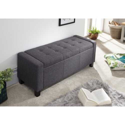 Verona Ottoman Storage Bench Bedding Box - Charcoal Fabric 2