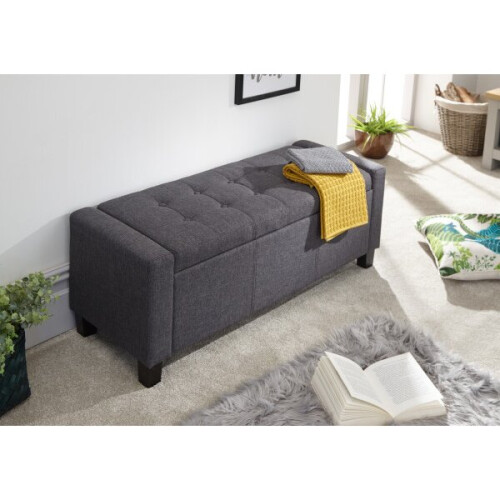 Verona Ottoman Storage Bench Bedding Box - Charcoal Fabric 1