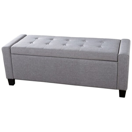 Verona Ottoman Storage Bench Bedding Box - Grey Fabric