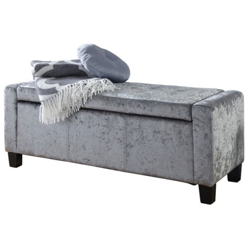 Verona Crushed Velvet Storage Bench - Grey