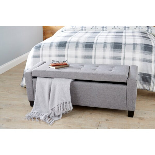 Verona Ottoman Storage Bench Bedding Box - Grey Fabric 2