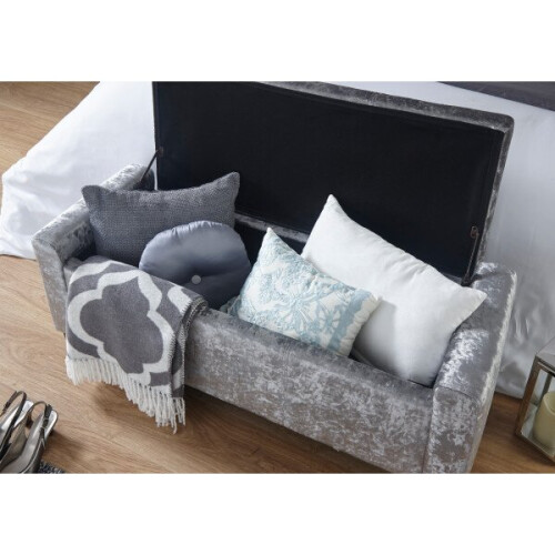 Verona Crushed Velvet Storage Bench - Grey 2