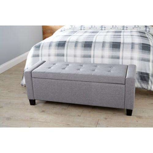 Verona Ottoman Storage Bench Bedding Box - Grey Fabric 1