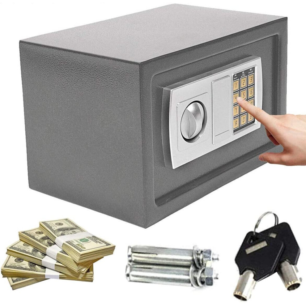(8.5 L Grey) Digital Steel Safety Box Electronic Coffer Deposit Box