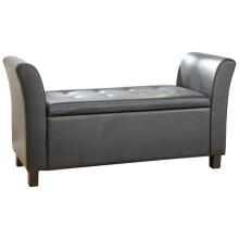 Verona Black Faux Leather Storage Seat/Window Seat