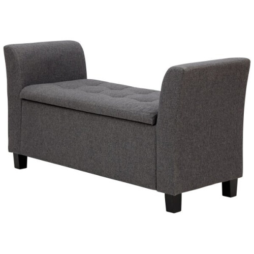 Verona Ottoman Storage Window Seat - Charcoal Grey Fabric