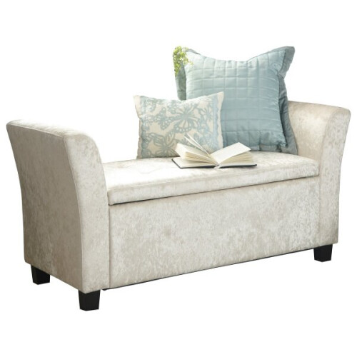 Verona Crushed Velvet Storage Bench - Oyster