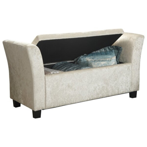 Verona Crushed Velvet Storage Bench - Oyster 1