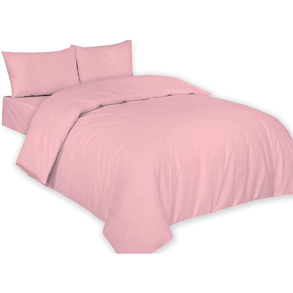 (Pink, Single) Plain Duvet Cover, Quilt Cover Set with Pillowcases, Bedroom Bedding Bed Set in following colours and Sizes