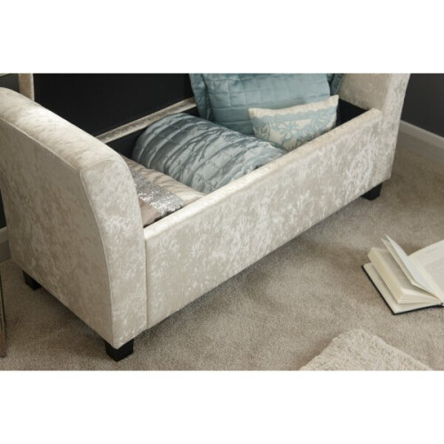 Verona Crushed Velvet Storage Bench - Oyster 2