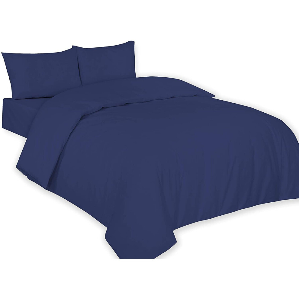 (Blue, Double) Plain Duvet Cover, Quilt Cover Set with Pillowcases, Bedroom Bedding Bed Set in following colours and Sizes