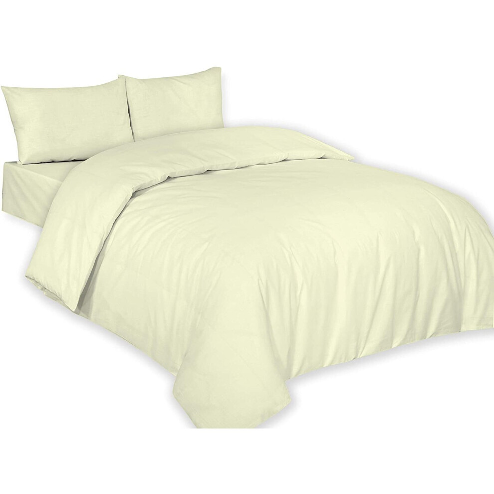 (Cream, Single) Plain Duvet Cover, Quilt Cover Set with Pillowcases, Bedroom Bedding Bed Set in following colours and Sizes